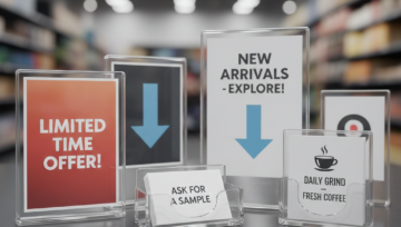 Acrylic Tabletop Display with adhesive bumpers