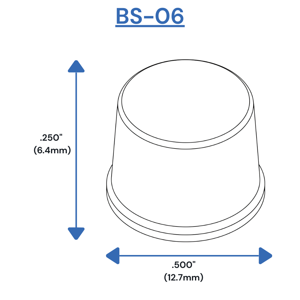 Dimensions des butées autocollantes BS06