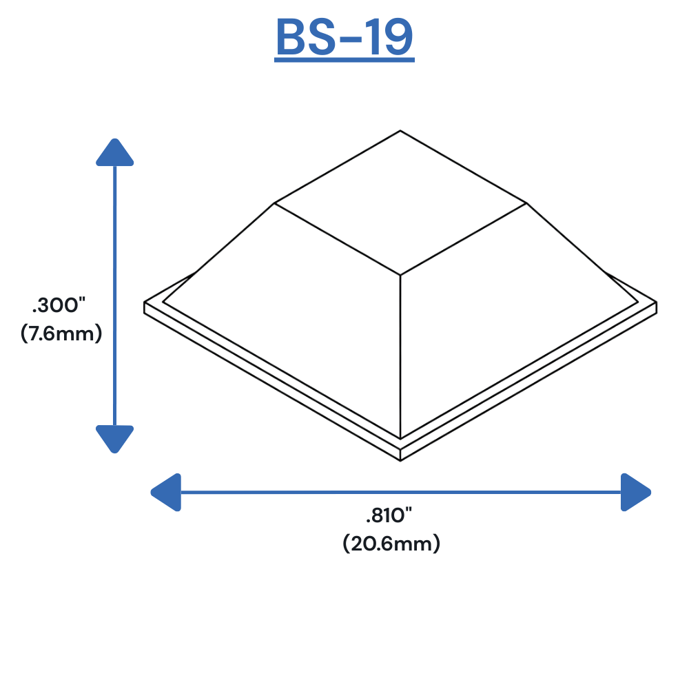 Dimensiones de los topes autoadhesivos BS19