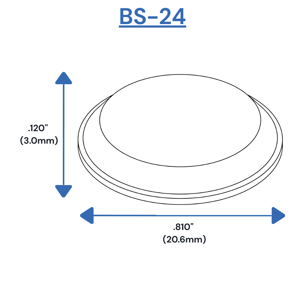 BS24 Self-Adhesive Bumpers Dimensions