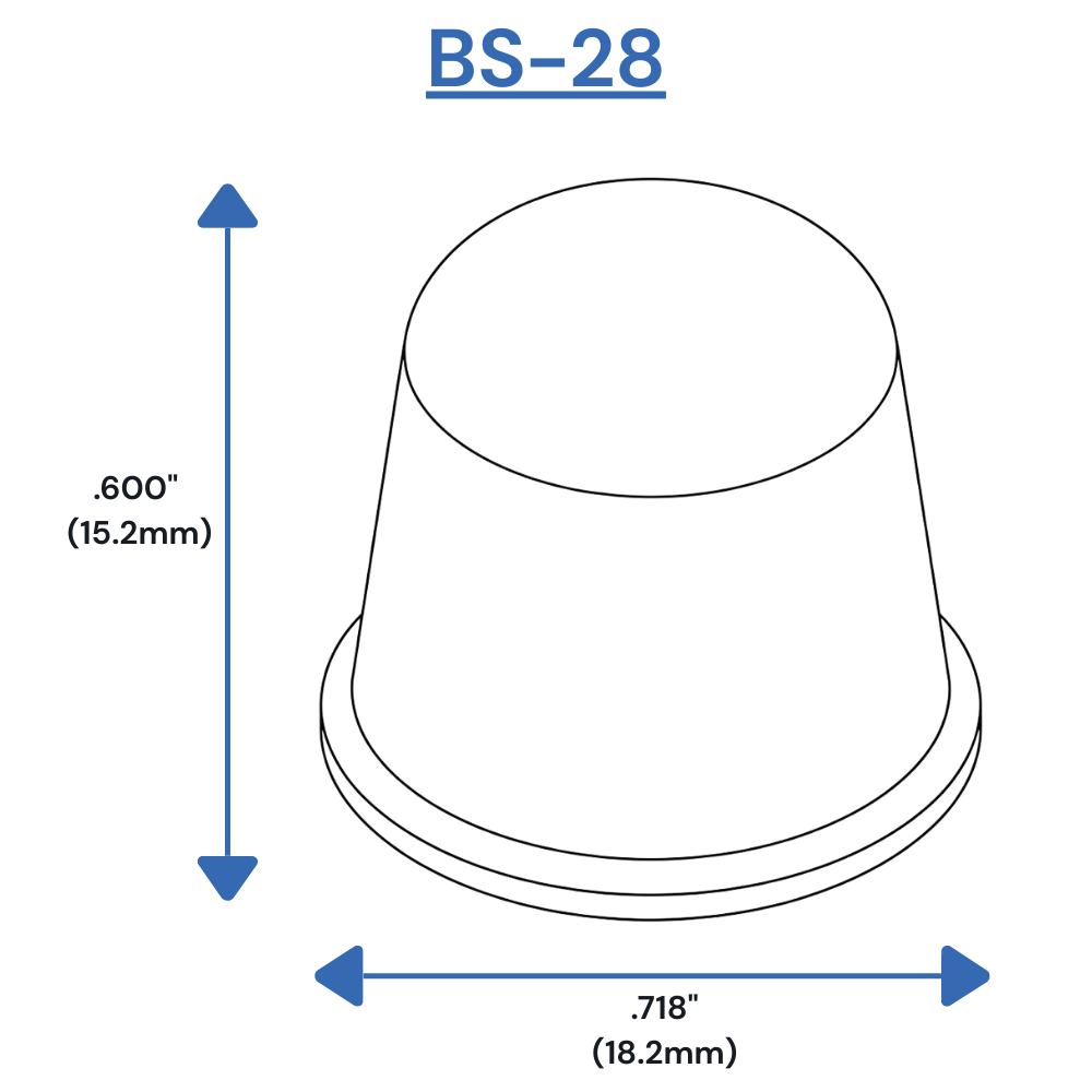 Dimensiones de los topes autoadhesivos BS28