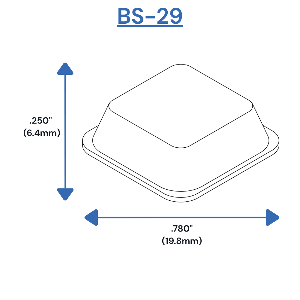 BS29 Self-Adhesive Bumpers Dimensions