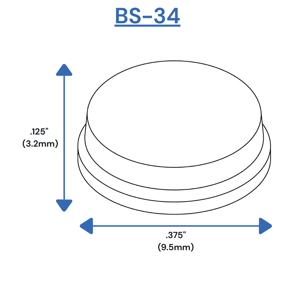 BS34 Self-Adhesive Bumpers Dimensions