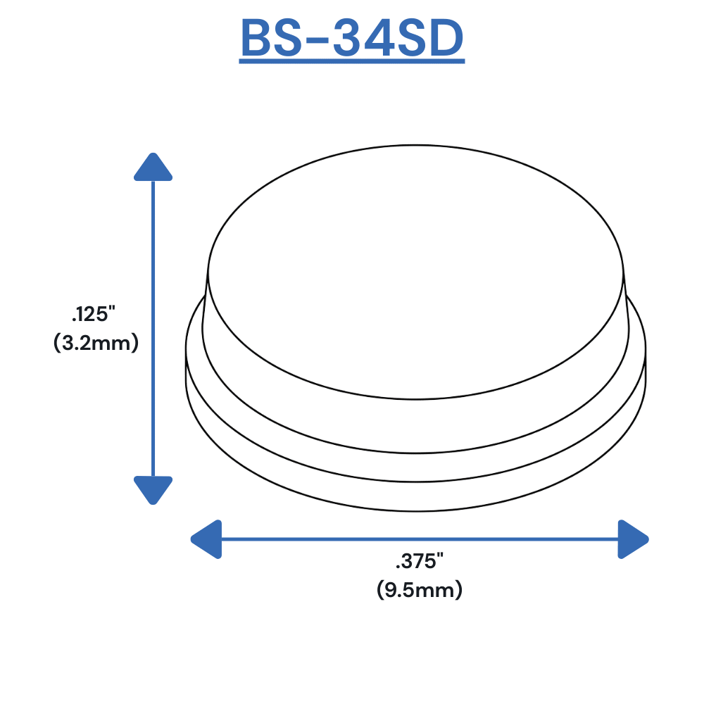BS34SD Self-Adhesive Bumpers Dimensions
