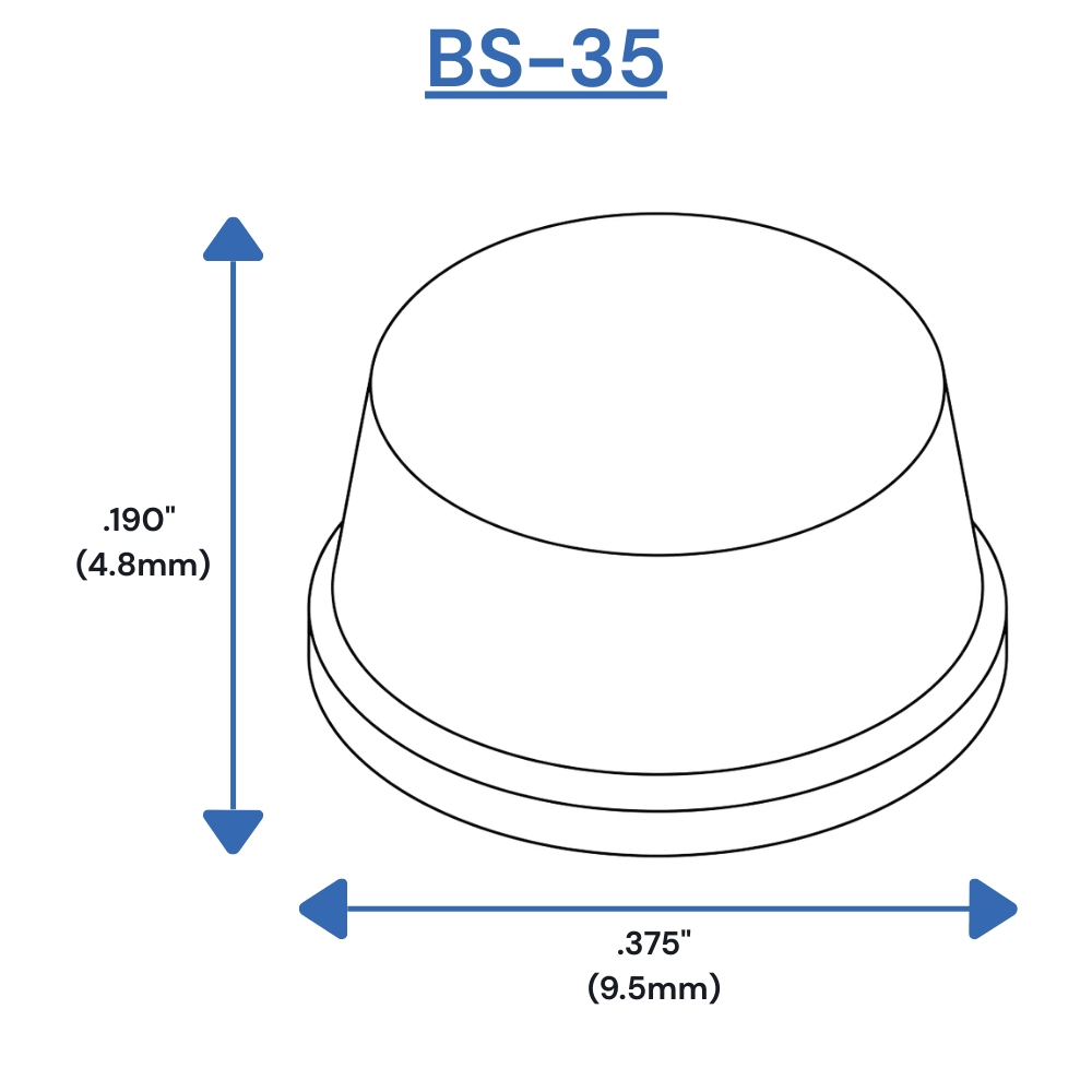 BS35 Self-Adhesive Bumpers Dimensions