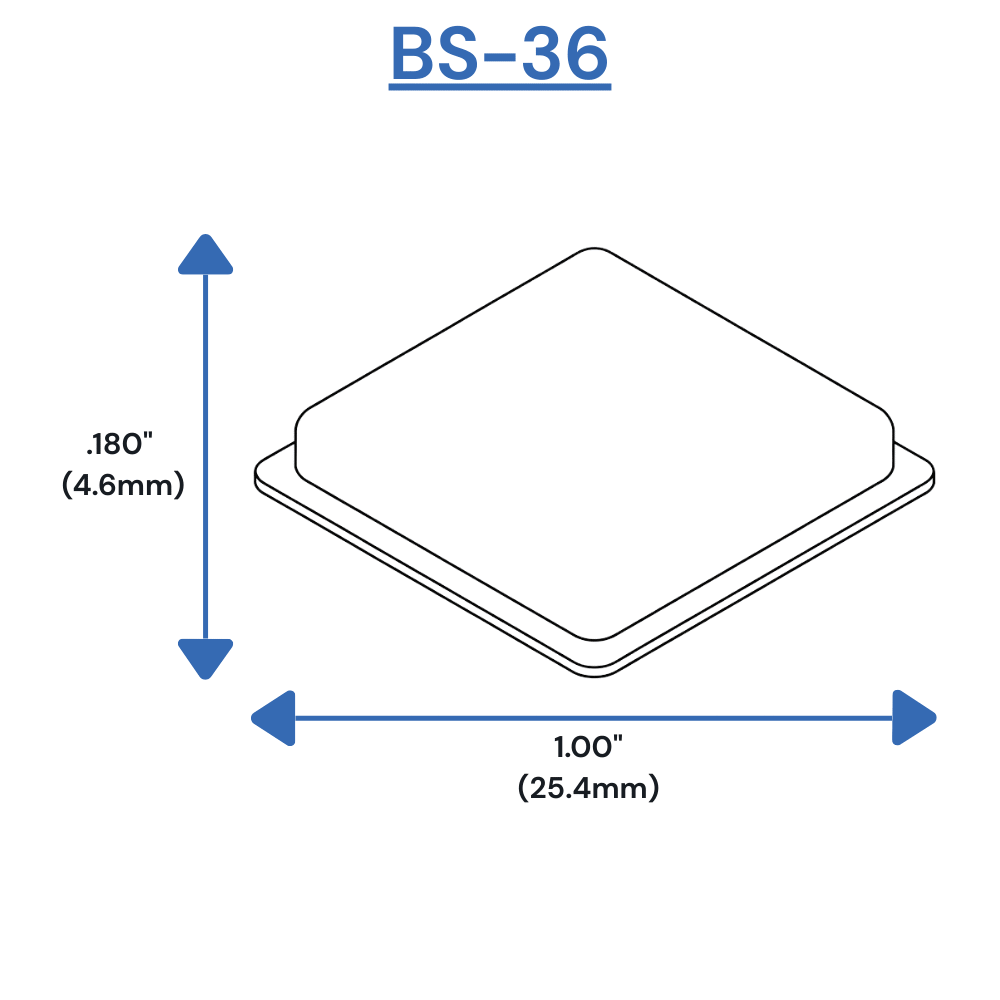 BS36 Self-Adhesive Bumpers Dimensions