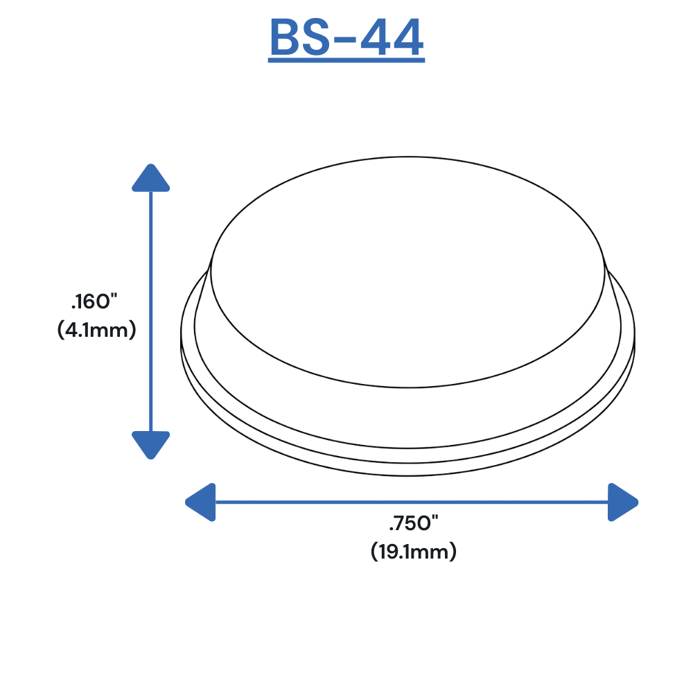BS44 Self-Adhesive Bumpers Dimensions