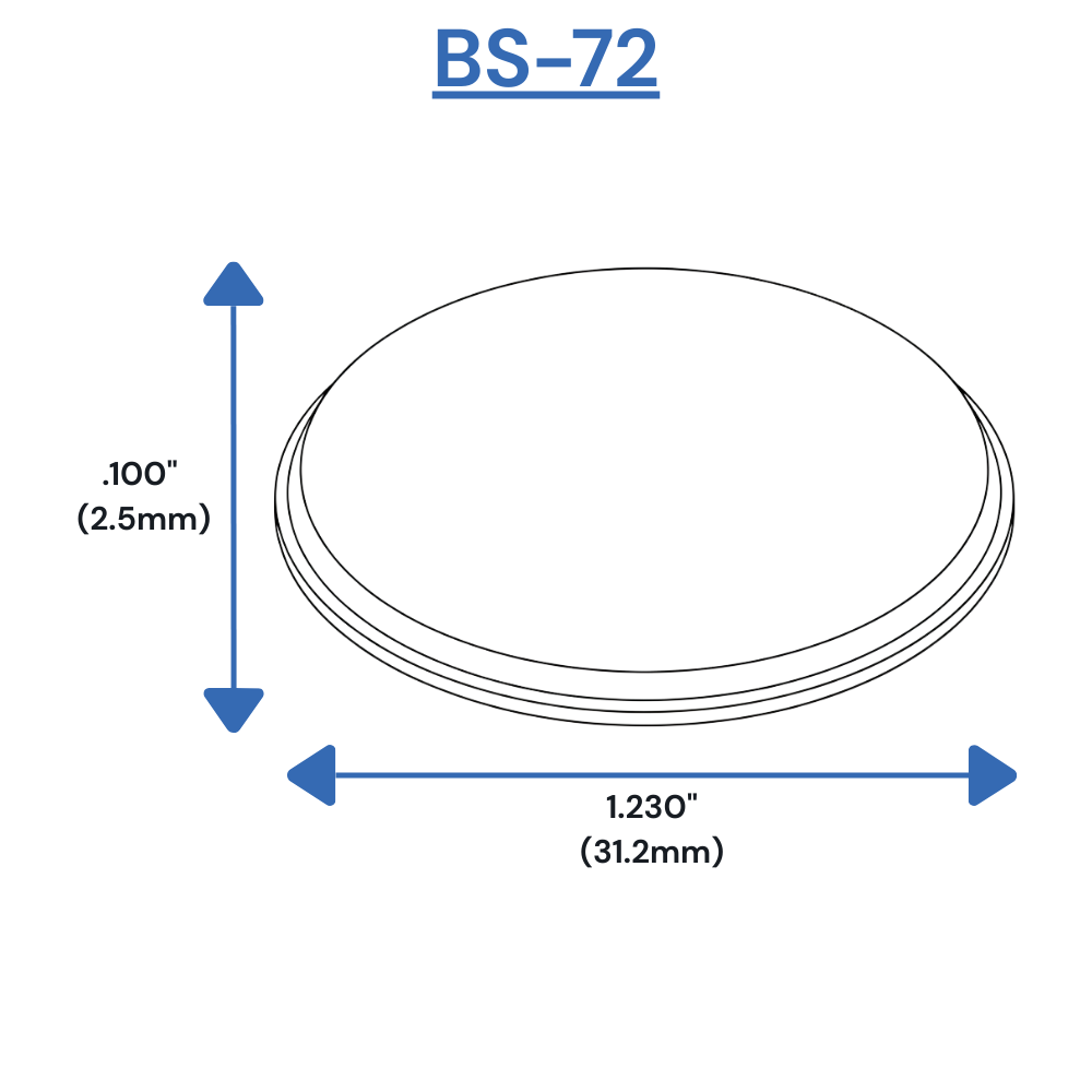 BS72 Self-Adhesive Bumpers Dimensions